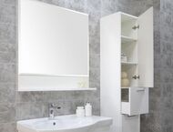 Шкаф-колонна AQUATON Инди 80 1A188603ND010 340х1647х320 подвесная, бельевая корзина, белый глянец