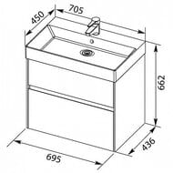 Тумба с раковиной Aquanet Бруклин 70 (705х662х450) белая 203959+198207