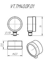 Манометр Valtec, 0-4 бар, 1/8", D40мм, нижнее подключение (радиальное), арт.VT.TM40.DF.01