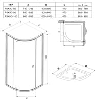 Душевой уголок RAVAK PIVOT PSKK3-90 (895х895х1900) распашная дверь, стекло, сатин+Transparent