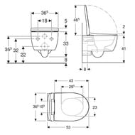 Унитаз подвесной Geberit iCon (365х580х380) безободковый, тонкое быстросъемое сиденье 500.784.01.1