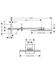 Верхний душ Axor ShowerSolutions 35314000 (300х300) настенный,1jet,1 тип струи PowderRain, держатель — изображение 4