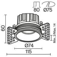 ������������ ���������� Maytoni Round (�����) DL058-12W3K-TRS-W, 3000K, 12��, 50�, IP20, �����