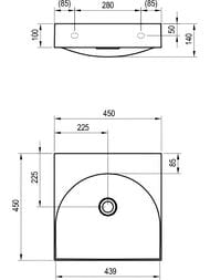 ���������� RAVAK LITE 450 (450�450�100) ��� ��������� ��� ���������, ��� ��������, ����� XJX01345000