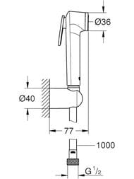 Душевой набор Grohe Tempesta-F 26355IL0 (шланг, лейка 36мм, настенный держатель) хром/белый — изображение 2