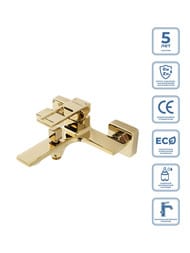 Смеситель для ванны/душа BelBagno LUCE LUC-VAS-ORO настенный, однозахватный, золото — изображение 2