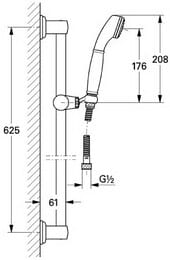 Душевой гарнитур Grohe Sinfonia ручной душ, штанга 600 мм, шланг 1500 мм, цвет: хром 28975000