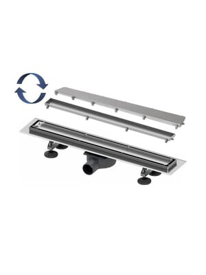 Комплект для монтажа дренажного канала TECElinus 2в1, 800 мм, с лотком tile и решеткой steel KL8001/15103089