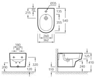 Биде Jacob Delafon Odeon Rive Gauche EMG0002-00 (362х540х410) подвесное