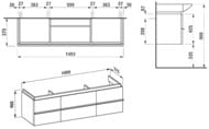 Тумба под умывальник Laufen CASE for Palace 4.0135.2.075.463.1 (1495х375х465) подвесная, 2 ящ.,2 дв.,бел.матовый