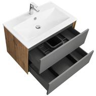 Тумба под раковину AQUATON Сохо 75 1A258101AJA00 734x455x482 подвесная, 2 ящ., графит/дуб веллингтон