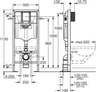 Grohe Rapid SL Инсталляция для подвесного унитаза (без клавиши) 38584001