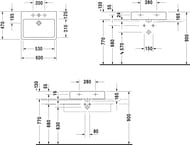 ���������� DURAVIT VERO 600�470�165 ����., 3 ��������� ��� ���������, �������, ������ 0454600825