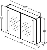 �������-���� Ideal Standard MIRROR&LIGHT (1000�700�170) ���������, ������� T3389AL