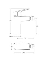 Смеситель для биде BelBagno DUE-BD-CRM-W0 105 мм,однозахватный,фиксированный излив, хром — изображение 4
