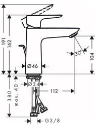 Смеситель Hansgrohe Talis E 71713000 для раковины, однорыч., CoolStart, со сливным гарнитуром, хром — изображение 2