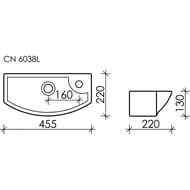 Раковина подвесная Ceramicanova Element 455х220х130 чаша слева, отв. под смеситель, белый CN6038L