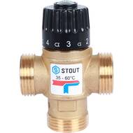 Термостатический смес. клапан STOUT для систем отопления и ГВС 1" НР 35-60°С KV 1,6 м3/ч