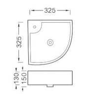 Раковина подвесная Акватек AQ5166A-00 (325х325х130) угловая,1 отвер. под смеситель,белый AQ5166A-00