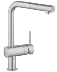 Смеситель Grohe Minta 32168DC0 для кухни, выдвижной поворотный излив 217мм, цвет суперсталь