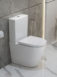 Унитаз-компакт BelBagno Flay-R 625х360х845 безободковый, горизонтальный выпуск BB2149CP-TOR+BB2149T