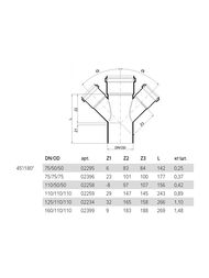 Крестовина Poloplast 75х75х75х45°х180°, канализационная, бесшумная,  2396 — изображение 2