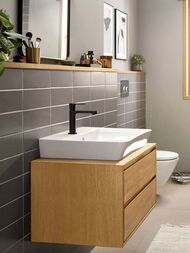 Смеситель для раковины Hansgrohe Rebris E 72557670 однозахват., дон. клапан, излив 109мм, мат.черный — изображение 2