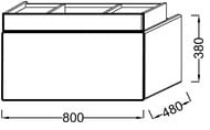 Тумба под умывальник Jacob Delafon TERRACE (800х480х380) EB1186-274, 2 ящика, черный лак
