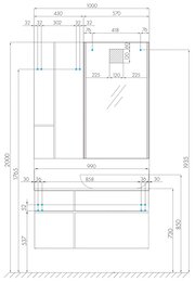Тумба под раковину AQUATON Мишель 100 1A256901MIX30 1000х460х520 подвесная, 4 отд, фьорд/дуб рустика