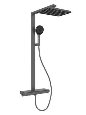 Душевая система SANCOS Vos SC6100GG c термостатом, изливом, верхний/ручной душ, вороненая сталь