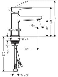 Смеситель Hansgrohe Metropol 74500000 на раковину с клапаном клик-клак, излив 100 мм, ручка-петля — изображение 3