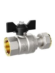 Кран шаровый 3/4" ВВ LD Pride бабочка черная, с накидной гайкой,  LD 47.346,20