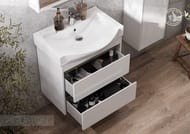 Тумба под умывальник AQUATON Нортон 65 1A248801NT010 616x357x554 подвесная, 2 ящика, белый глянец/дуб эндгрейн