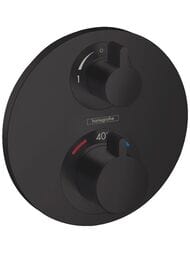 Смеситель Hansgrohe Ecostat S 15758670  термостат, с запор/перекл вентилем, внеш.часть, черный мат — миниатюра 1