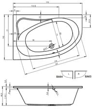 ����� ��������� RIHO ARYL 170x110 R ��� ������������, ������������� ������ (��������� � ����� ����)