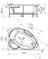 Ванна акриловая Радомир АЛАРИ (1680х1200) правая, белая, с каркасом 2-01-0-2-1-218