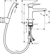 Смеситель Hansgrohe Metropol 32522000 для биде с гигиеническим душем, хром