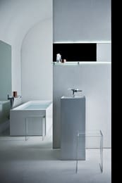 Раковина Laufen KARTELL 811331 (375х435х900) с отверстием под смес., скрытый слив, узор черные линии