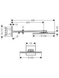 Верхний душ Axor ShowerSolutions 35303000 (300х300) 2jet настенный, 2 вида струи, держатель, хром — изображение 3