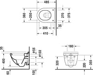 Унитаз подвесной DURAVIT STARCK 3 360х485х375 с креплениями 2227090000