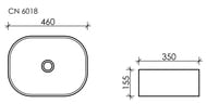 Раковина накладная Ceramicanova Element 460х350х155 овальная, без перелива, белый CN6018