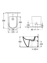 Биде напольное Villeroy & Boch Subway 3.0 44710001 (370х600х400) отверстие для смесителя, белый