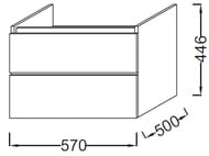 Тумба под умывальник Jacob Delafon PARALLEL EB511-E10 (570х500х446) 2 ящика, квебекский дуб