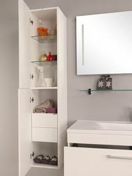 Шкаф-колонна AQUATON Мадрид 80 1A129603MA010 300х1580х333 подвесной, 2 дверцы,  белый глянец