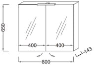 Шкаф зеркальный Jacob Delafon EB1364-274 (800х143х650) 2 дверцы, подсветка, черный лак
