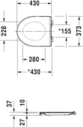 Унитаз подвесной Duravit  1 365х540х350мм, безободковый, сиденье с микролифтом, белый 45620900A1
