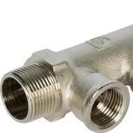 Коллектор VALTEC 3/4" на 3 выхода 1/2"В магистральный без кранов, никель VTc.550.N.0503