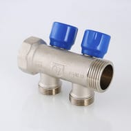 Коллектор VALTEC 1" на 2 подв.с вентилями евроконус 3/4" никель  VTc.560.NE.060502