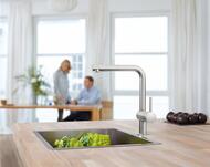 Смеситель Grohe Minta 32168DC0 для кухни, выдвижной поворотный излив 217мм, цвет суперсталь