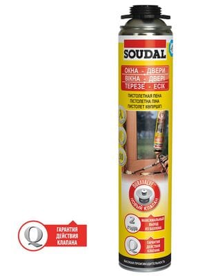 Пена монтажная SOUDAL пистолетная, 750 мл, арт.113986